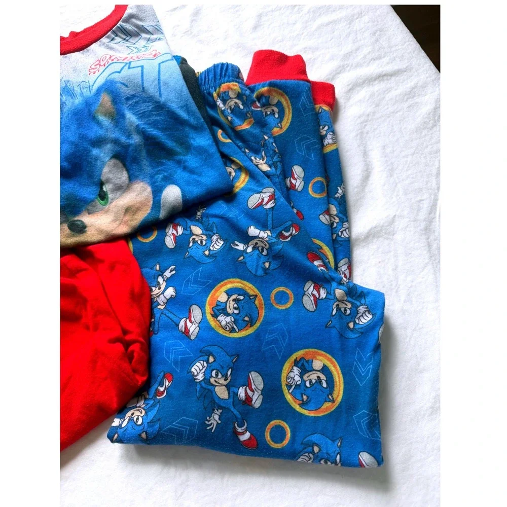 Sonic the Hedgehog Kids 3-Piece Pajama Set Blue Red Size 10 Shorts and Pants